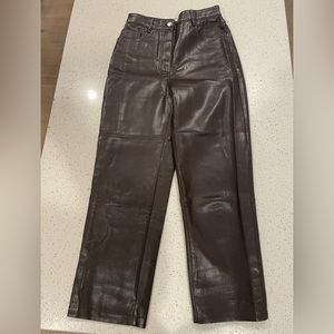 Wilfred Dark Brown Vegan Leather Pants.